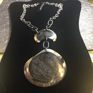 Two-Tone Shell & Silver Necklace, 18+”